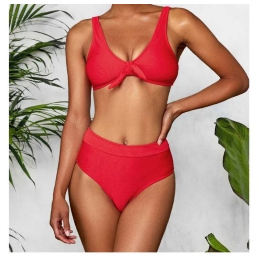 Cupshe High Waisted Red Bikini
